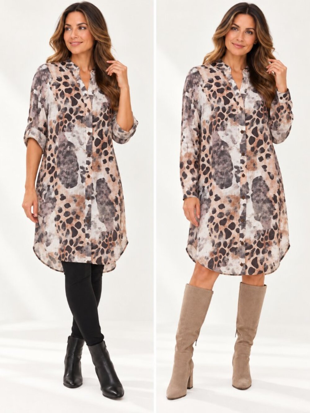 NWT Abstract Animal Print Tunic Shirt Dress S/M
